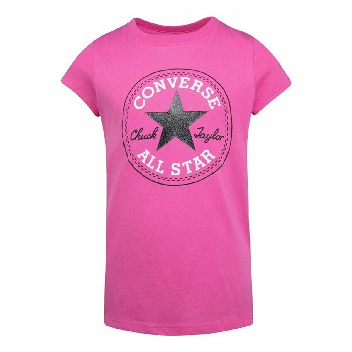 Børne Kortærmet T-shirt Converse Timeless Chuck Patch Fuchsia 5-6 år