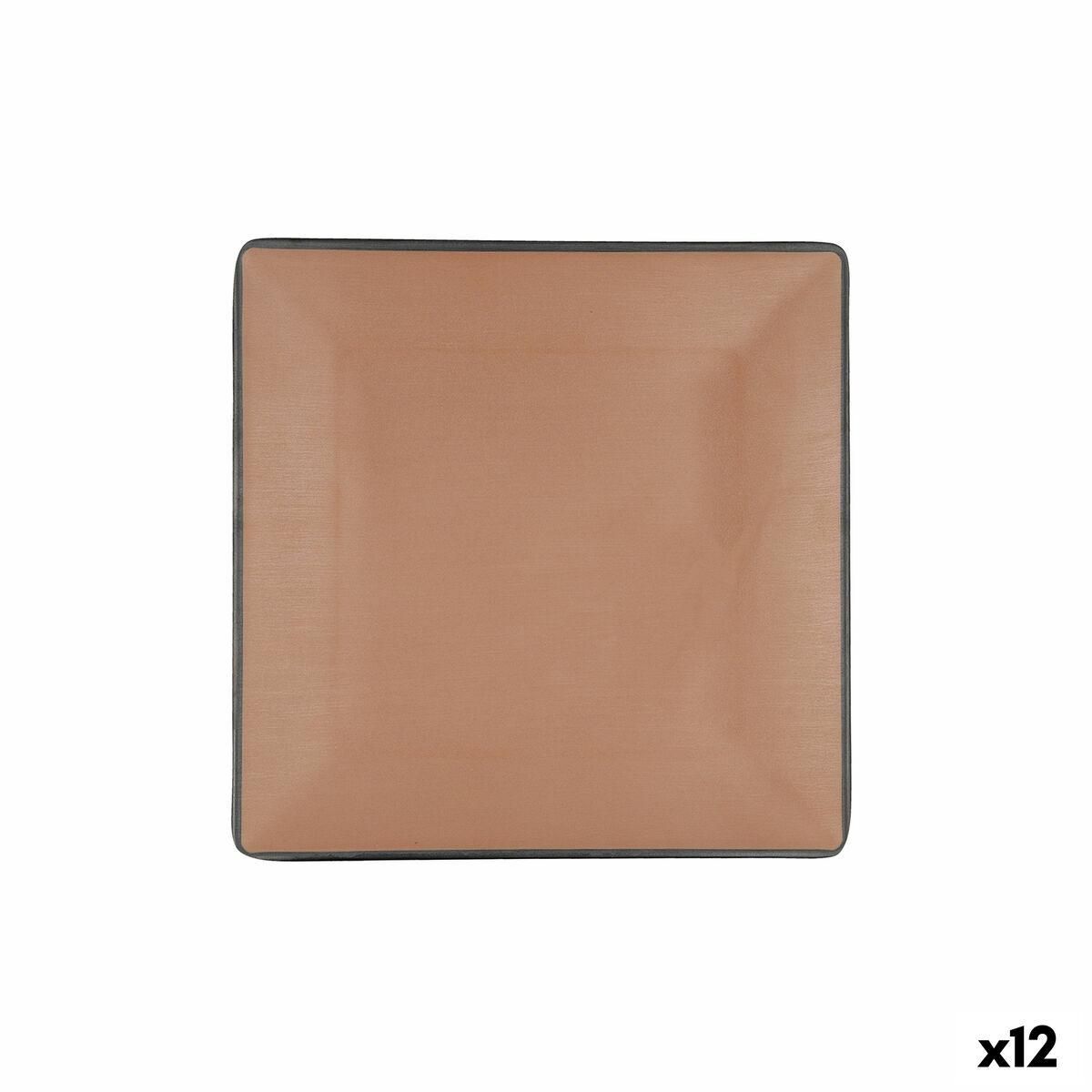 Flad Plade Bidasoa Gio Brun Plastik 21,5 x 21,5 cm (12 enheder)