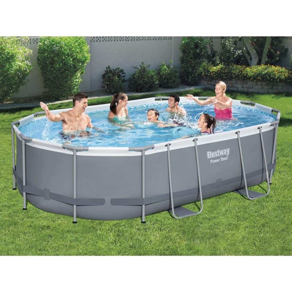 Power Steel swimmingpoolsæt 488x305x107 cm oval