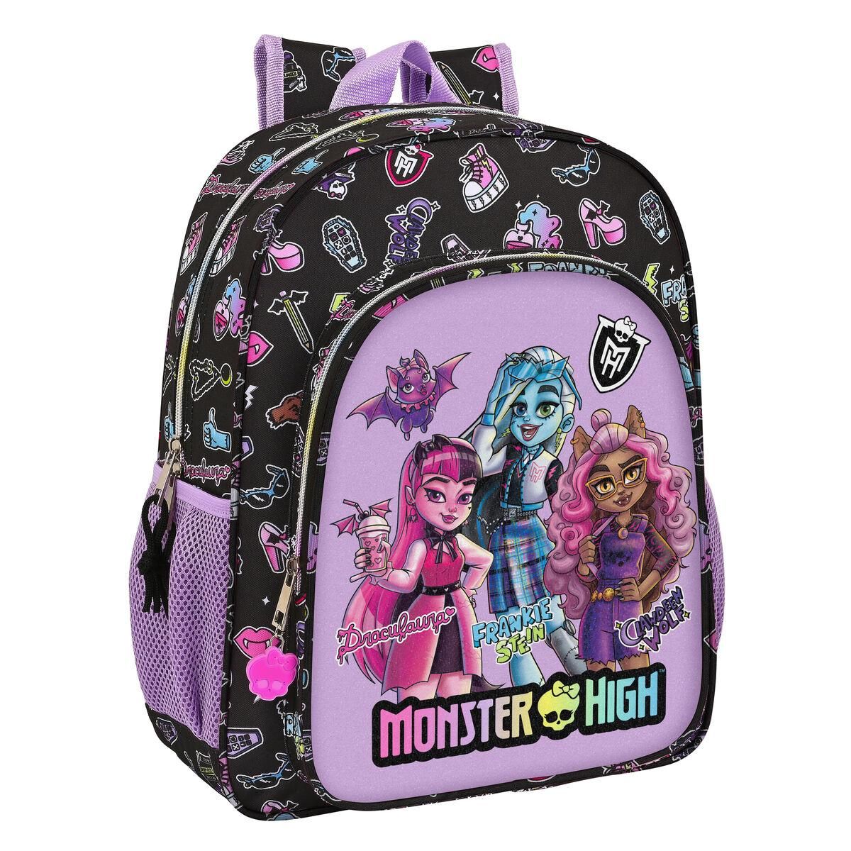 Skoletaske Monster High Creep Sort 32 X 38 X 12 cm