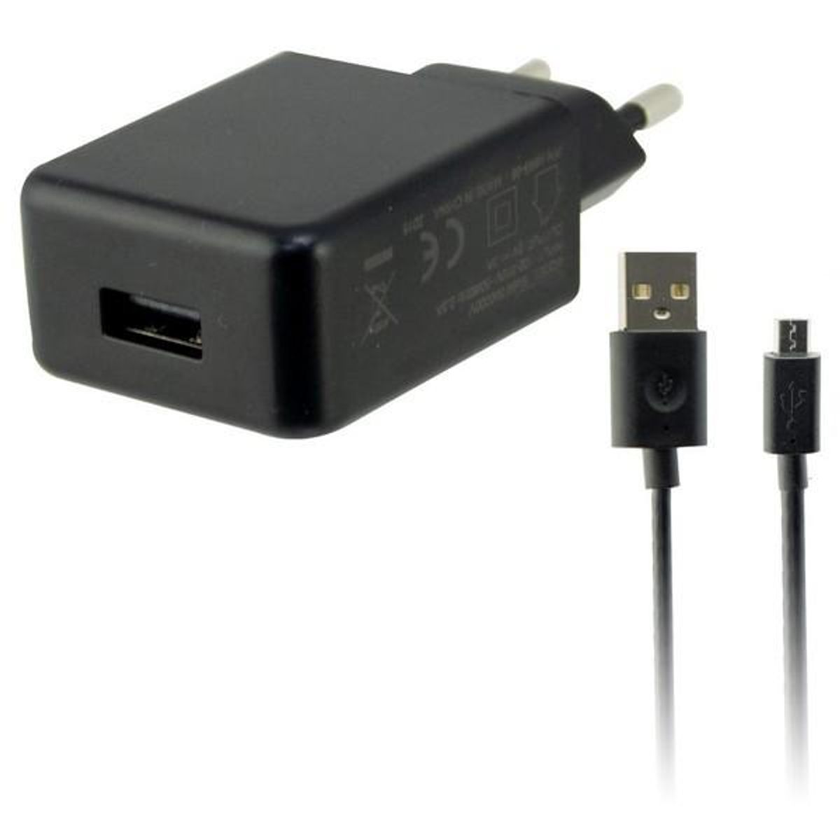 Vægoplader + USB mikrokabel KSIX USB 2A Sort