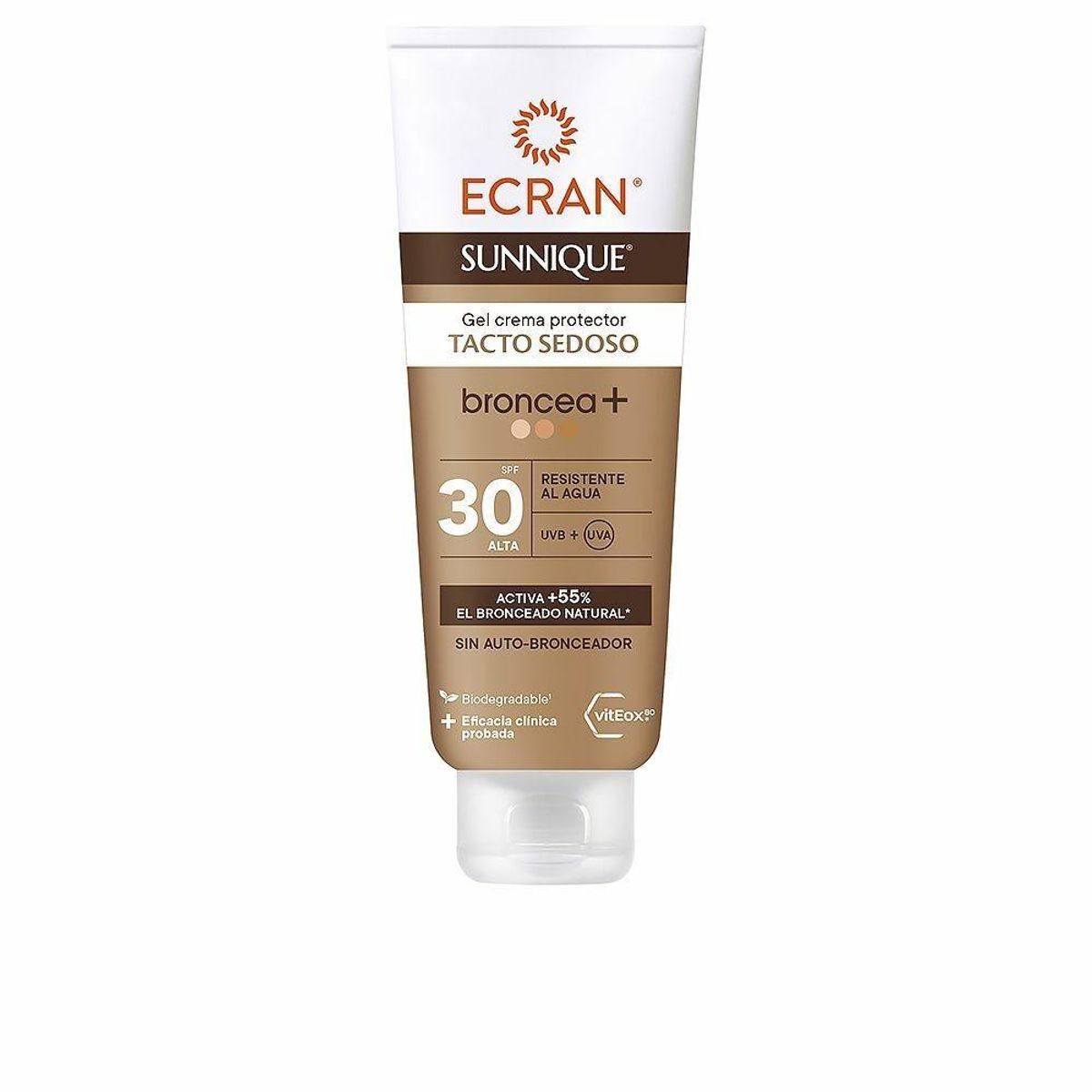 Solbeskyttelse - gel Ecran Sunnique Broncea+ Flødefarvet SPF 30 (250 ml)