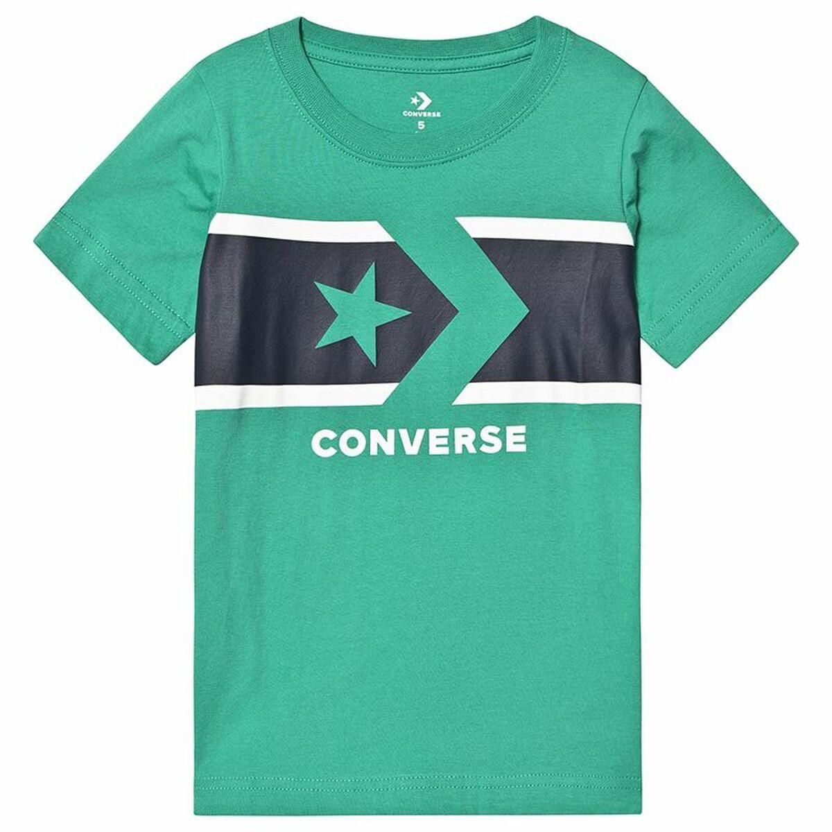 Børne Kortærmet T-shirt Converse Stripe Star Chevron Grøn 13-15 år