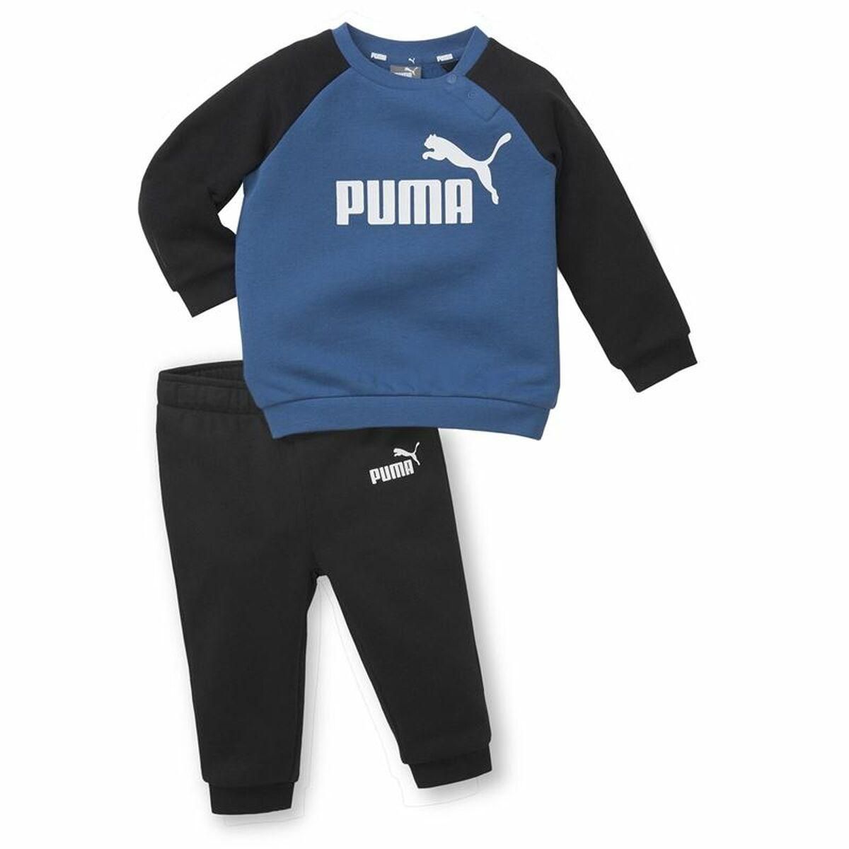 Træningsdragt til børn Puma Minicats Essentials Raglan Sort Blå 12-18 måneder