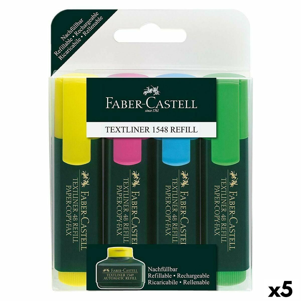 Sæt markører Faber-Castell Fluorescerende Multifarvet (5 enheder)