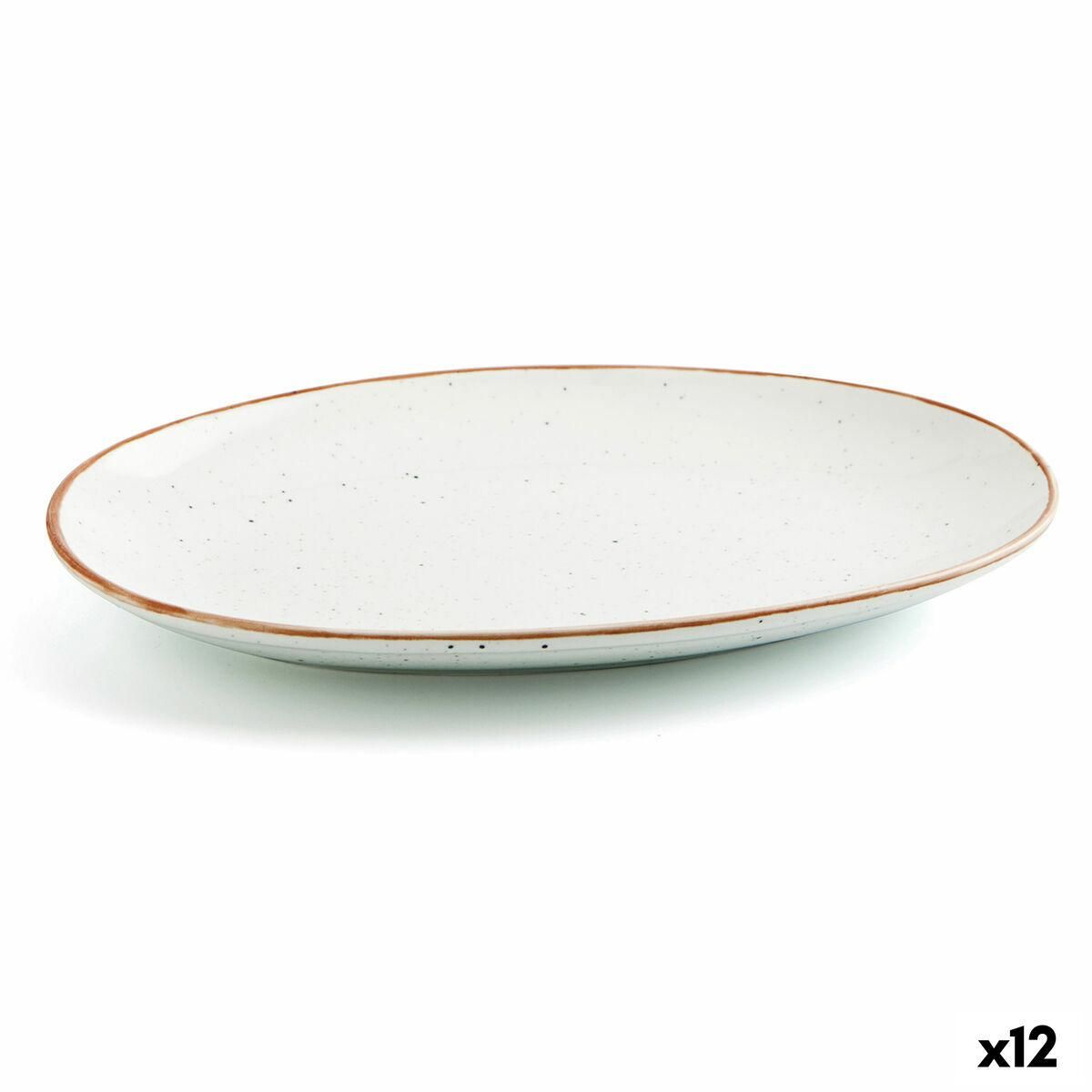 Fad Ariane Terra Oval Keramik Beige (Ø 26 cm) (12 enheder)