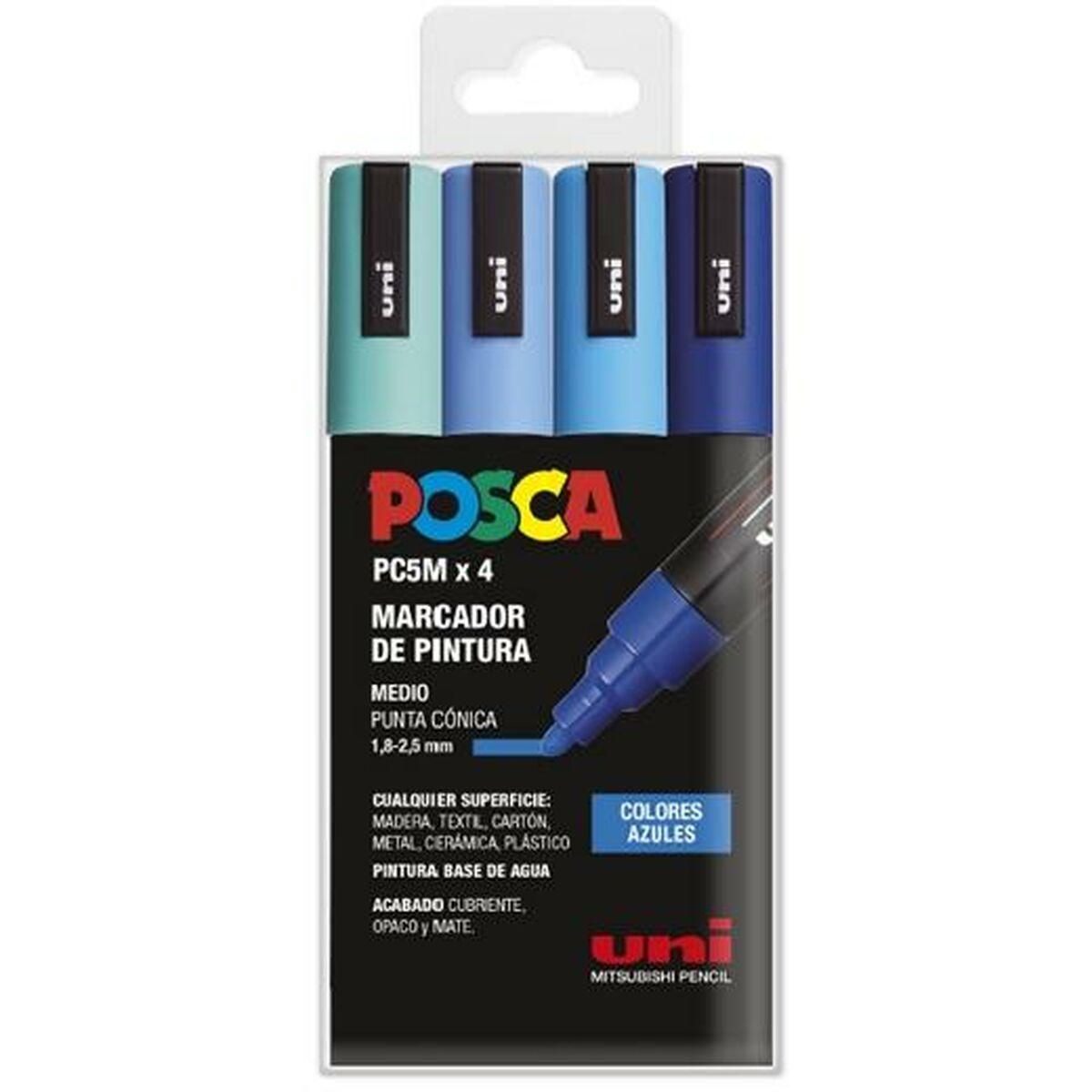 Sæt markører POSCA PC-5M Blå Multifarvet