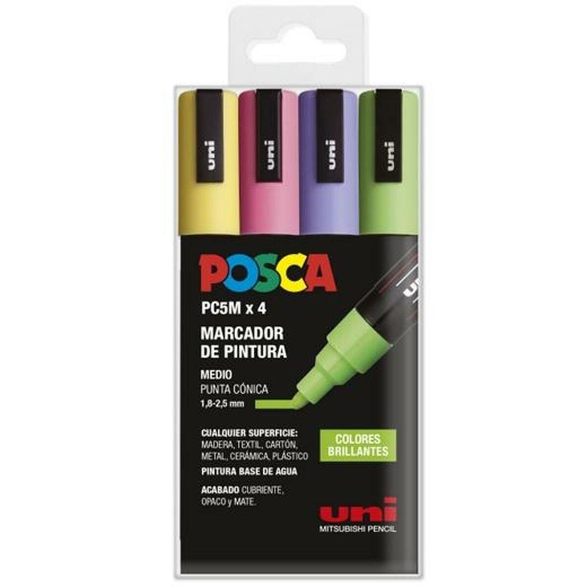 Sæt markører POSCA PC-5M Bright 4 Dele