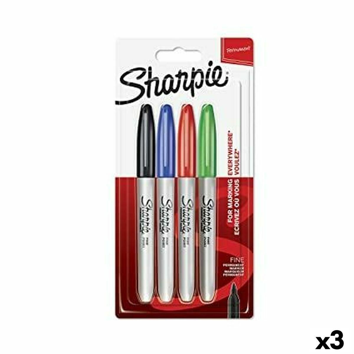 Sæt med Fiberpenne Sharpie Multifarvet 4 Dele (3 enheder)