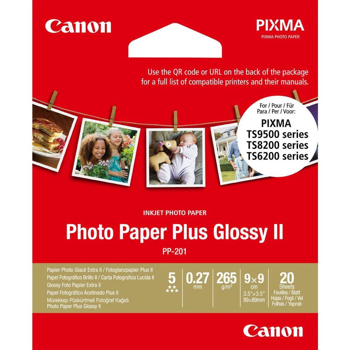 Glossy fotopapir Canon Plus Glossy II 9 x 9 cm