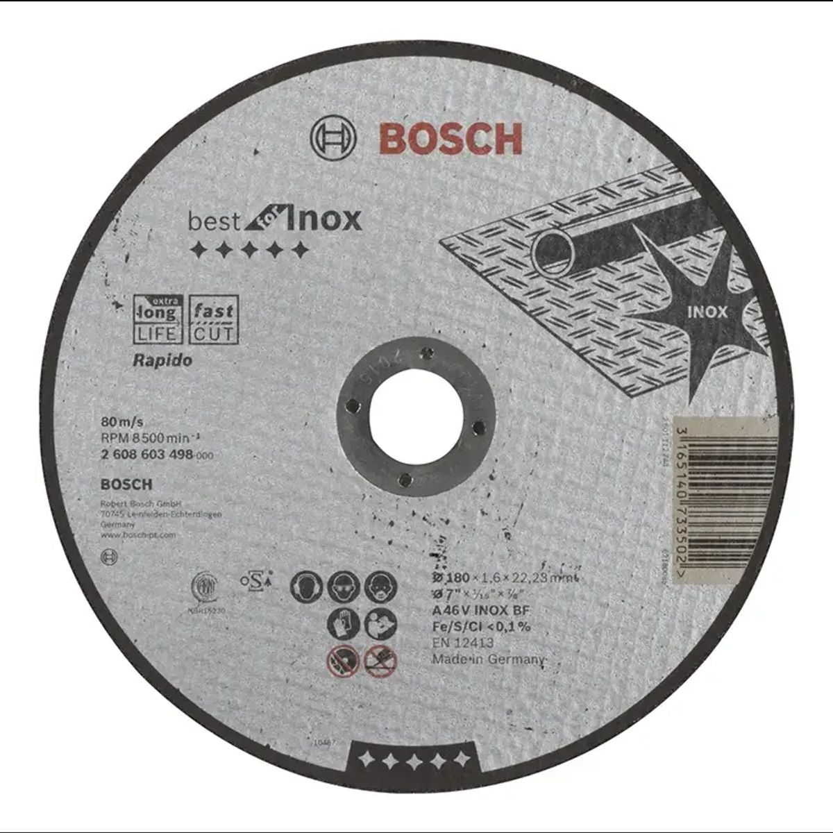 Bosch Skæreskive A46v Inox 180x1,6mm Lige - 2608603498