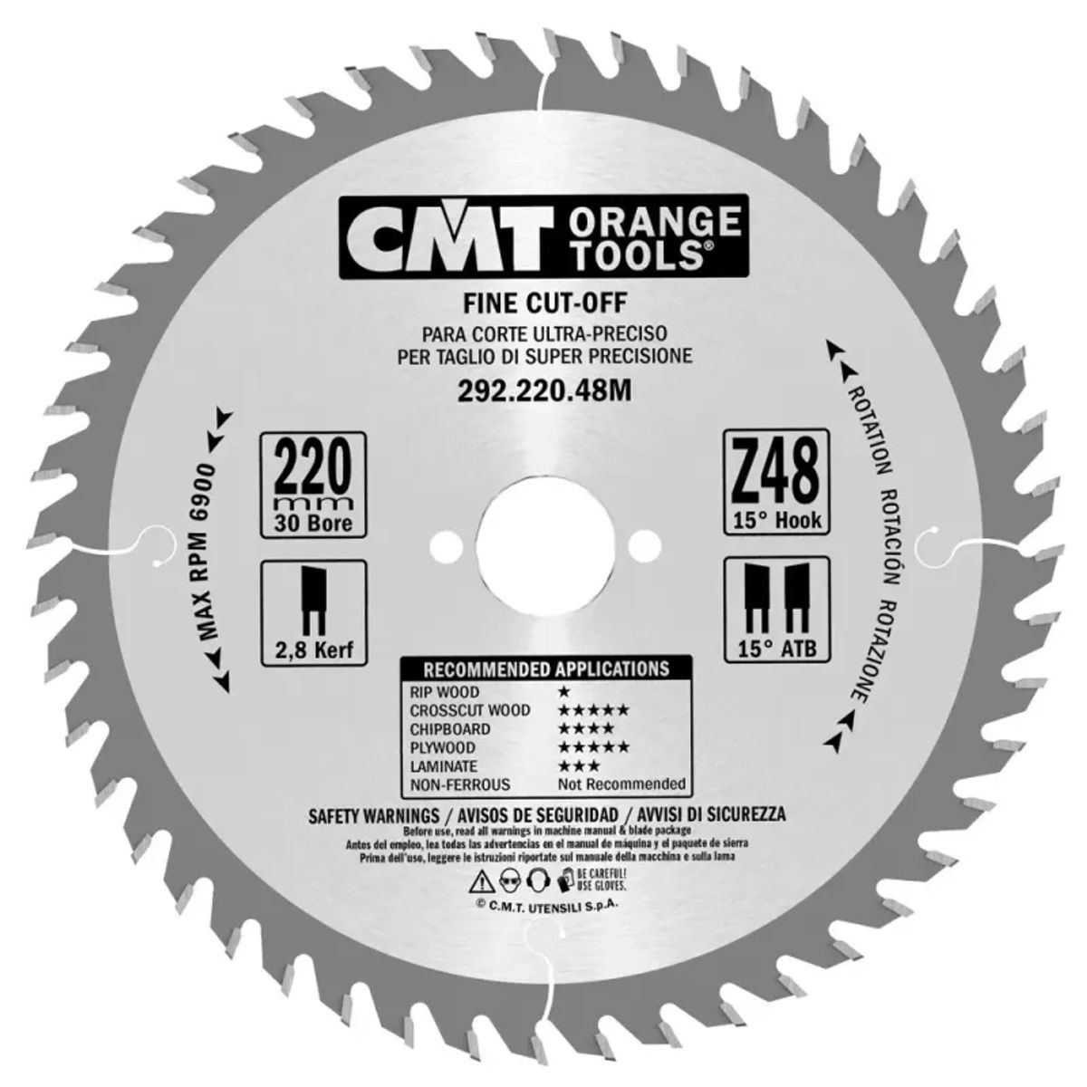 CMT Klinge 225x2,8x30 Z48 W - 292.225.48M