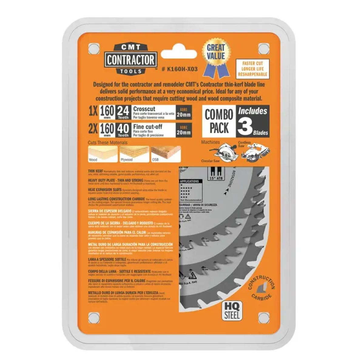 CMT Klingesæt 160x20 Z24-40-40 W C - K160H-X03