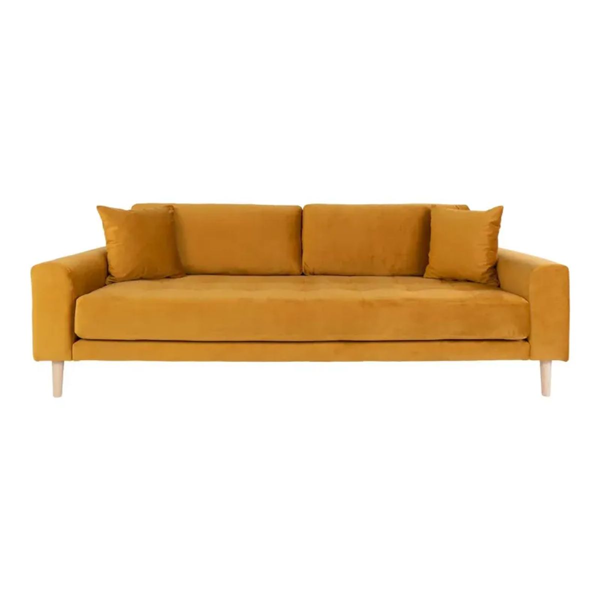 Sofa i sennepsgult velour med to puder HN1004 - 1301444