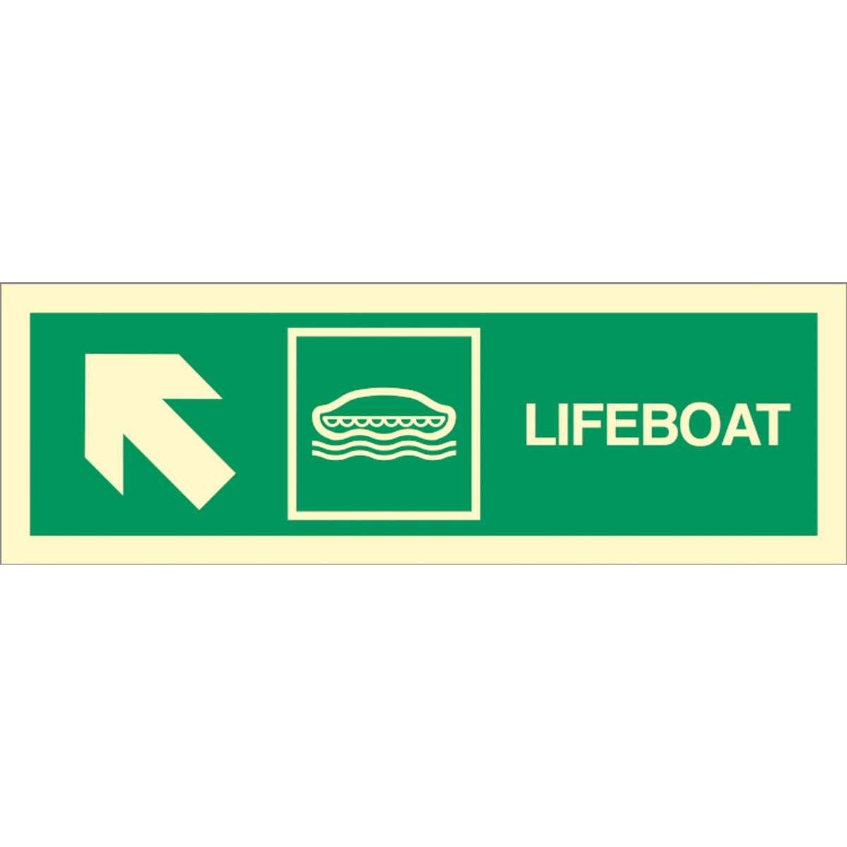 Lifeboat arrow up left - Efterlysende plast HI150 - 100 x 300 mm