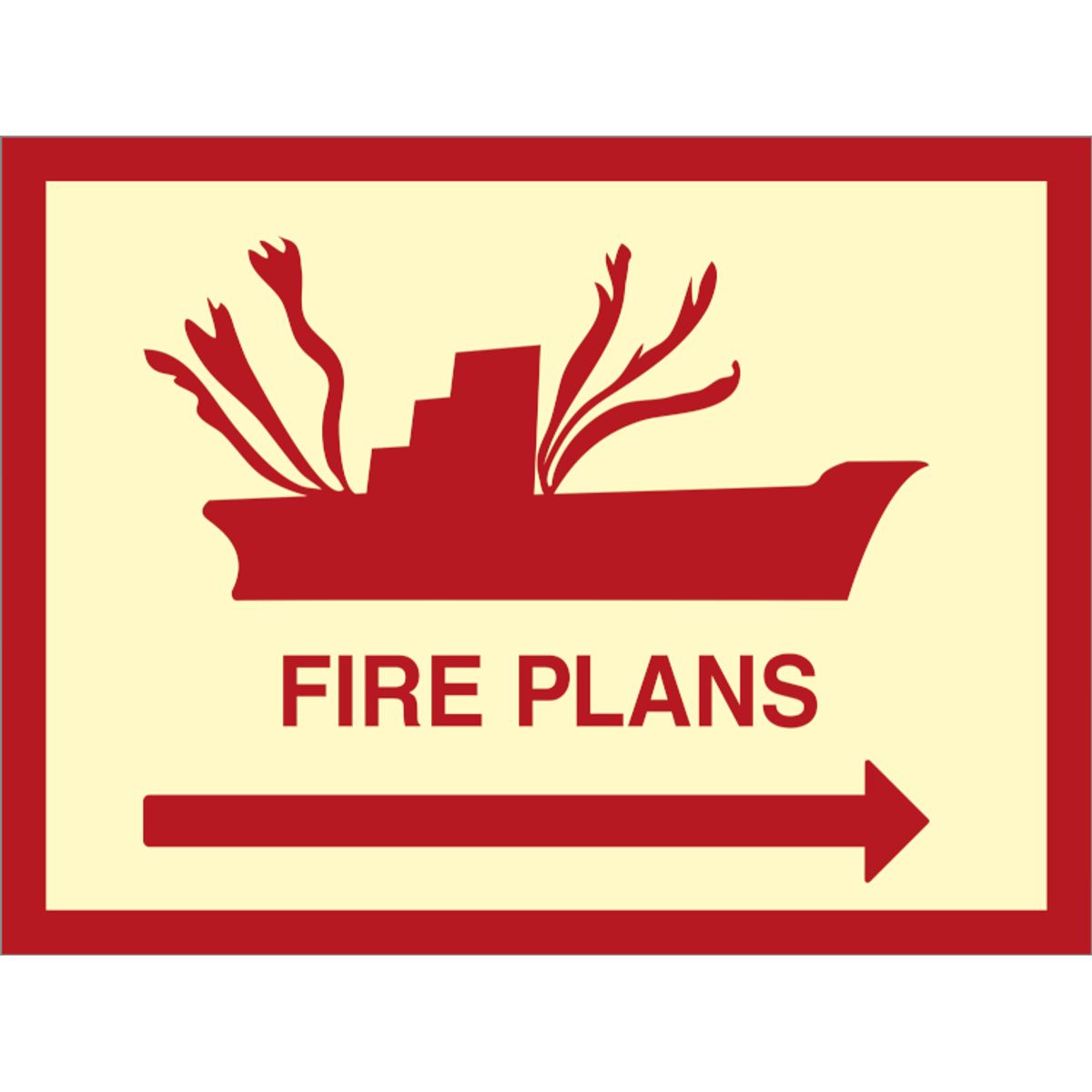 Fire plan arrow right - Efterlysende plast HI150 - 300 x 400 mm