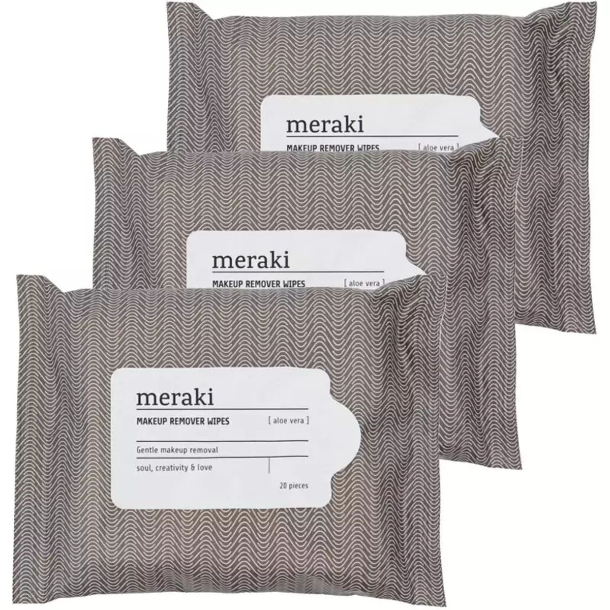 3 x Meraki Makeup Remover Wipes Aloe Vera 20 Pieces