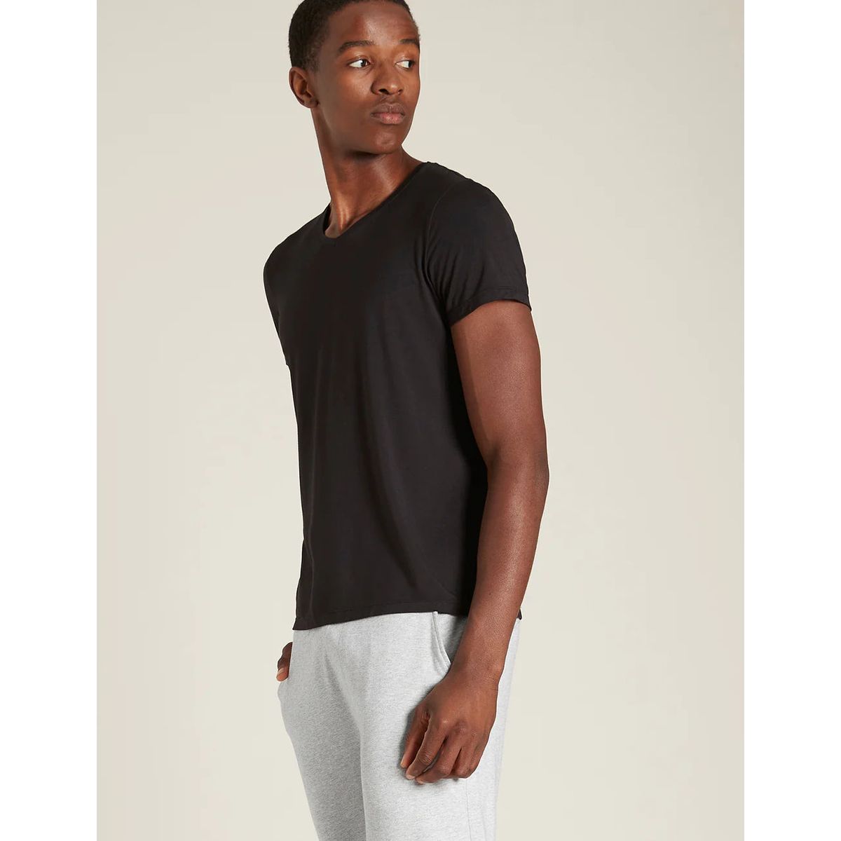 Boody - Men's T-shirt Bambus Med V-hals Sort