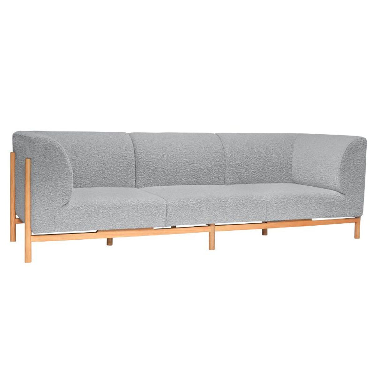 Hübsch Moment 3-personers sofa i egetræ og grå polsterstof på 257x89x80 cm