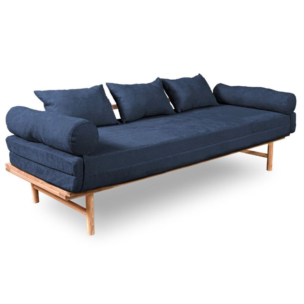 Sovesofa i træ på 201x144x55 cm Flere farver - Ubehandlet / Grå