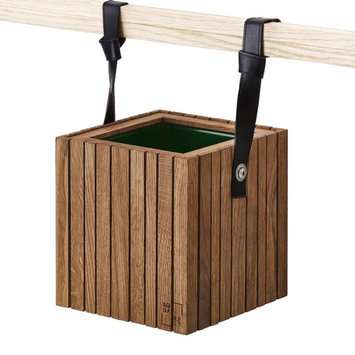 Squarely GrowON plantekasse i mørk eg + HoldON stropper Flere varianter - 48 cm / Cognac læder