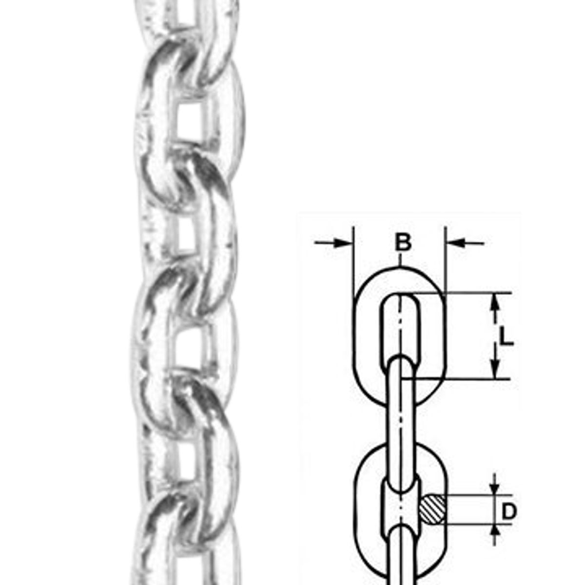 8x24mm Kortleddet Varmgalv. Kæde, 50 Meter. - Din766