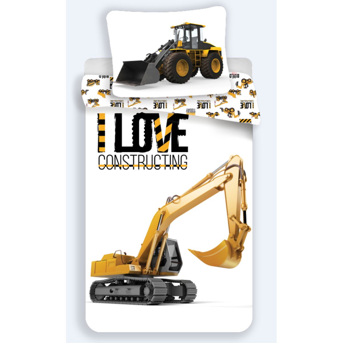 Voksen Størrelse Sengetøj Construction - Love Constructing - Junior Sengesæt - Legekammeraten.dk