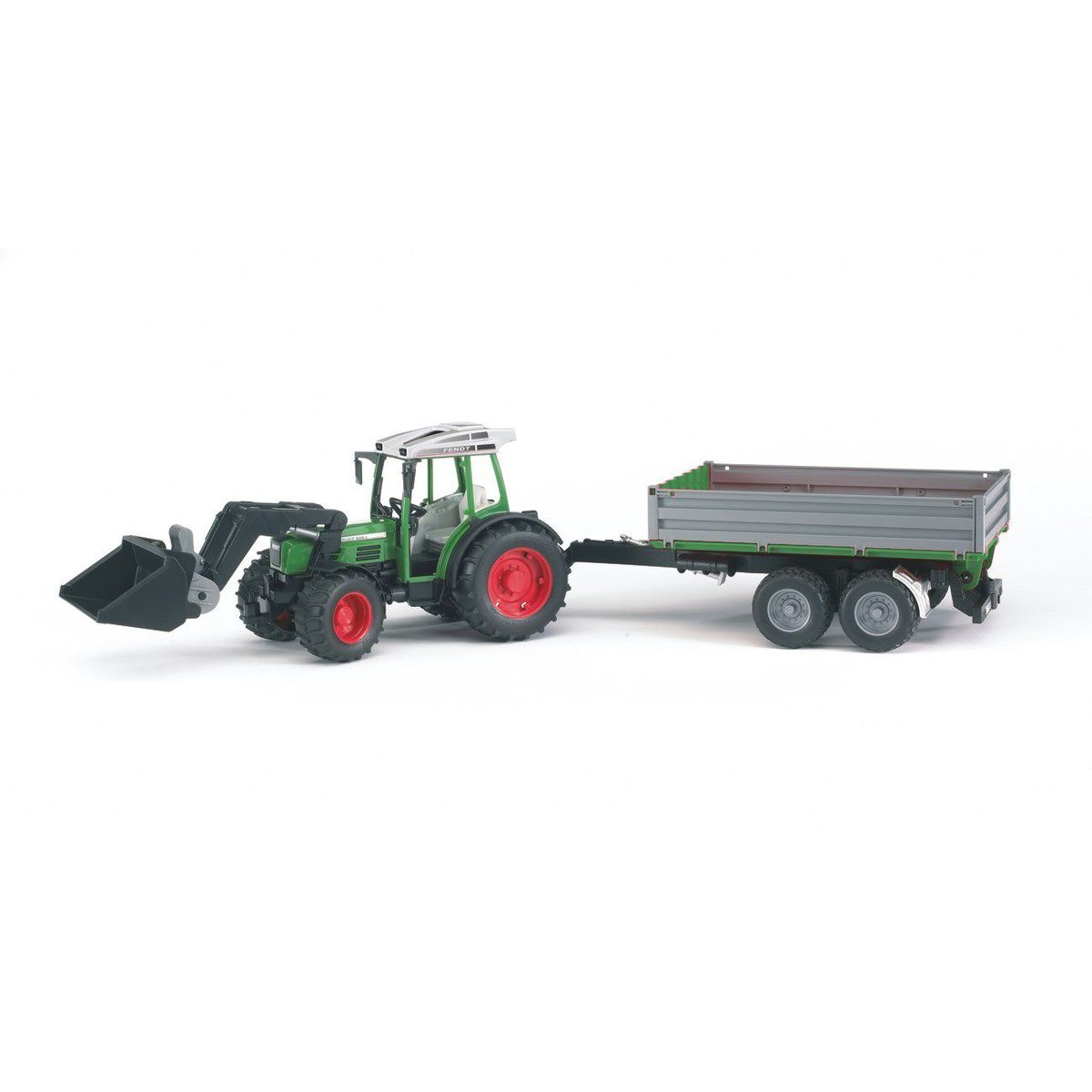 Bruder Fendt 209 S with frontloader and tipping trailer - Bruder - Legekammeraten.dk