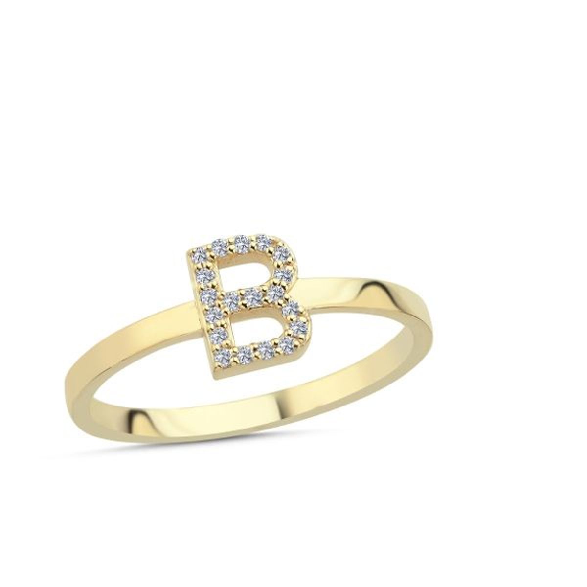 Nuran - Bogstavsring m. pavé 19x0,005 ct. w/si, B 14 kt. guld