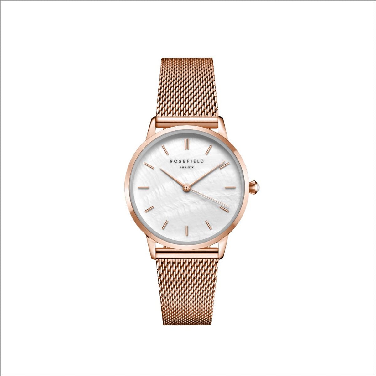 Rosefield - The Pearl Edit Rosegold m. lænke, 36 mm rustfrit stål