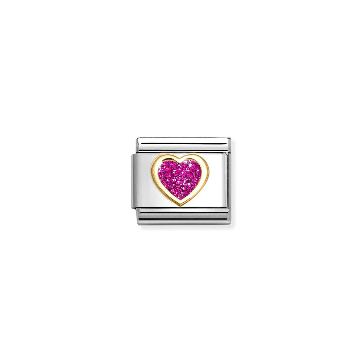 Nomination - Led, 18 kt. Glitter Fuchsia Heart Rustfrit stål