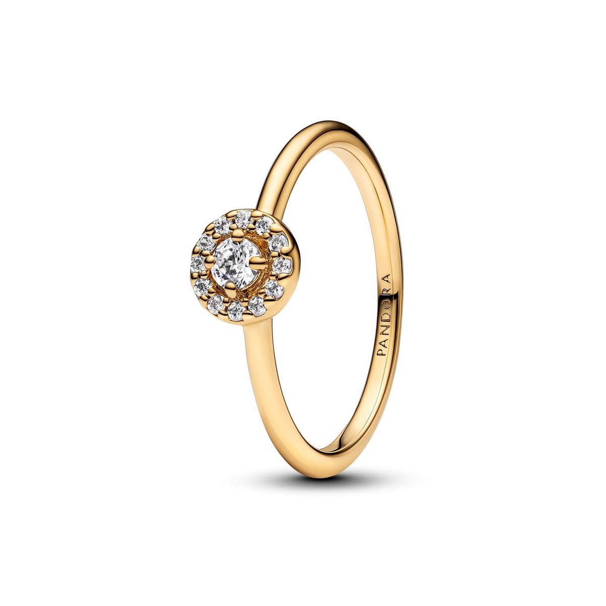 Pandora - Round Pavé Halo ring, zirkonia Forgyldt metalblanding