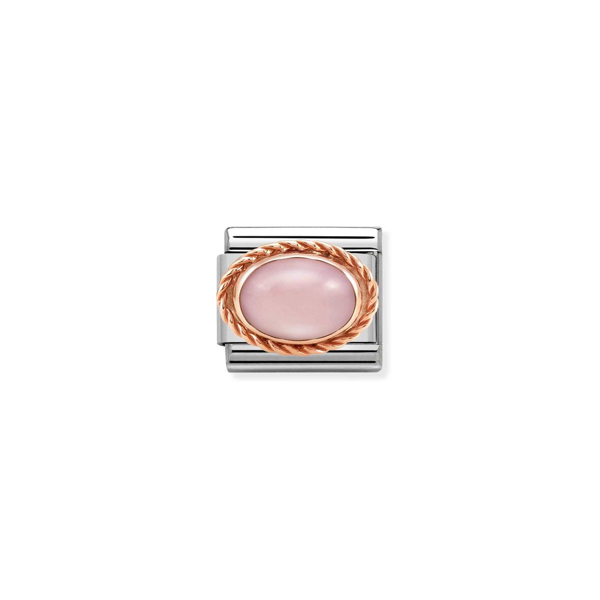 Nomination - Led, 9 kt. rosaguld Pink Opal Rustfrit stål