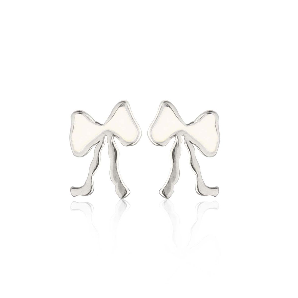 Jeberg Jewellery - Petite Bow White ørestikker Sølv