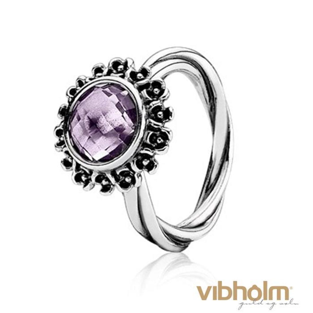 Pandora - Amethyst Twisted Ring sølv m/ametyst 190850PAM