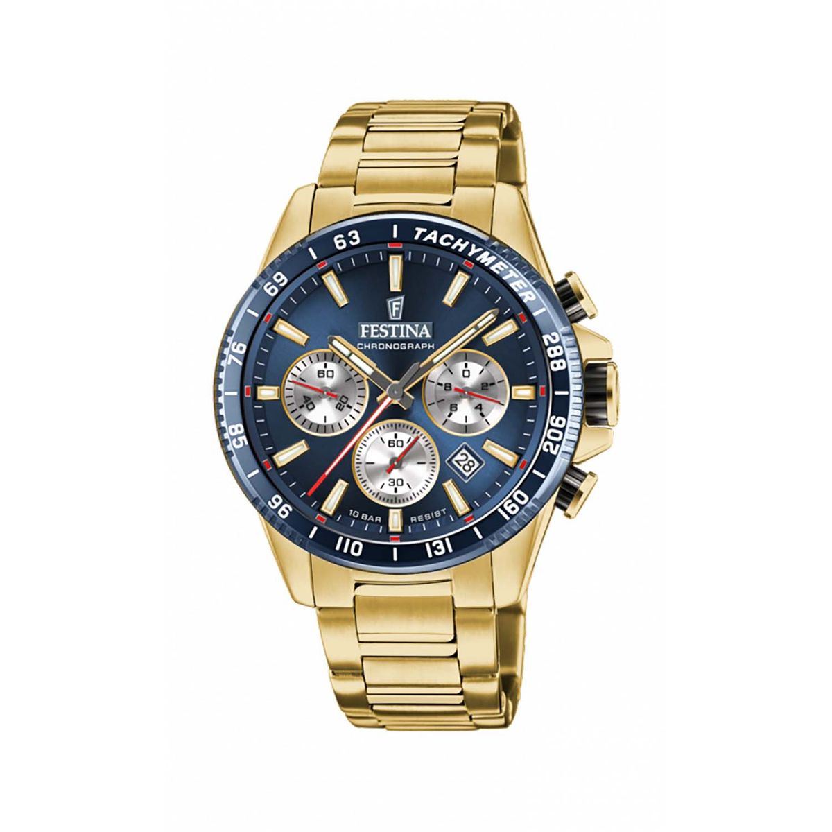 Festina - Timeless ur, blå 45 mm Guld