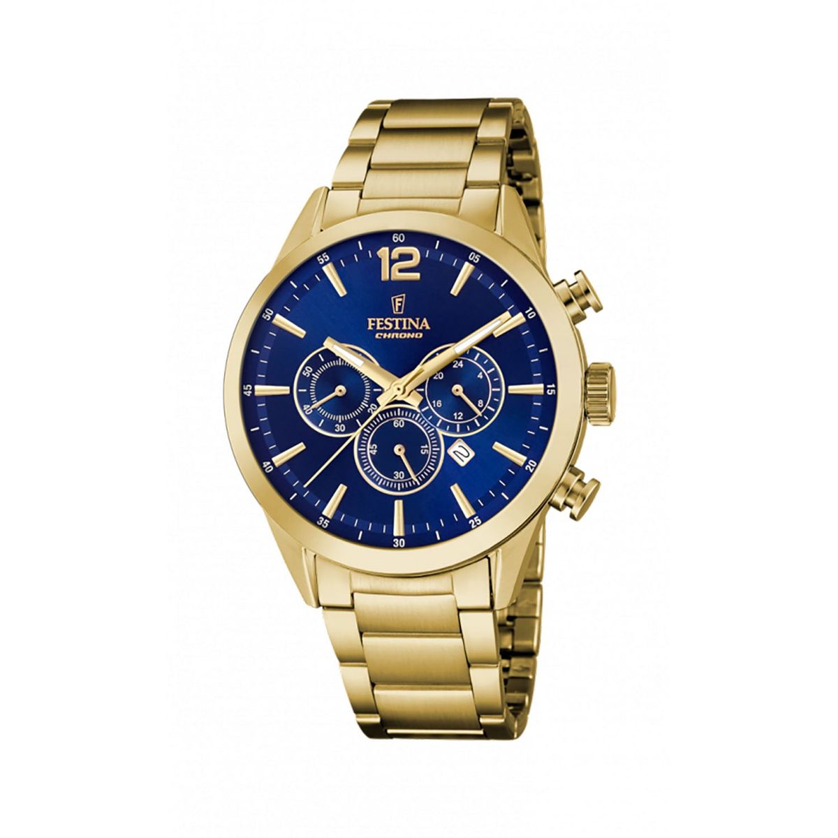 Festina - Chrono Sport ur, blå 44 mm Guld