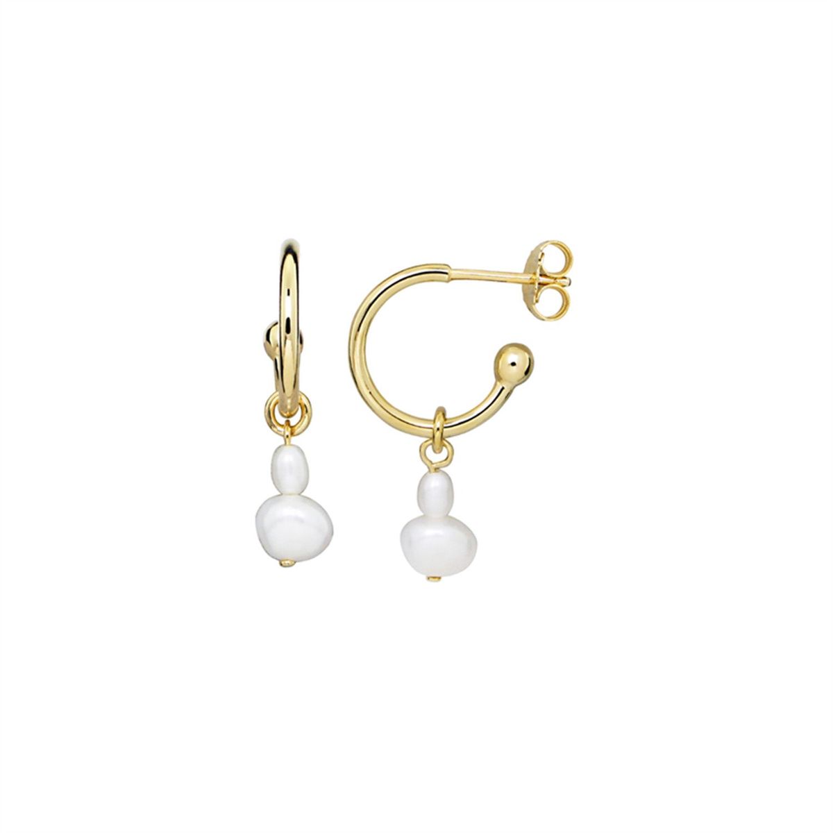 Jeberg Jewellery - Cordelia Pearl hoops forgyldt sølv sterlingsølv