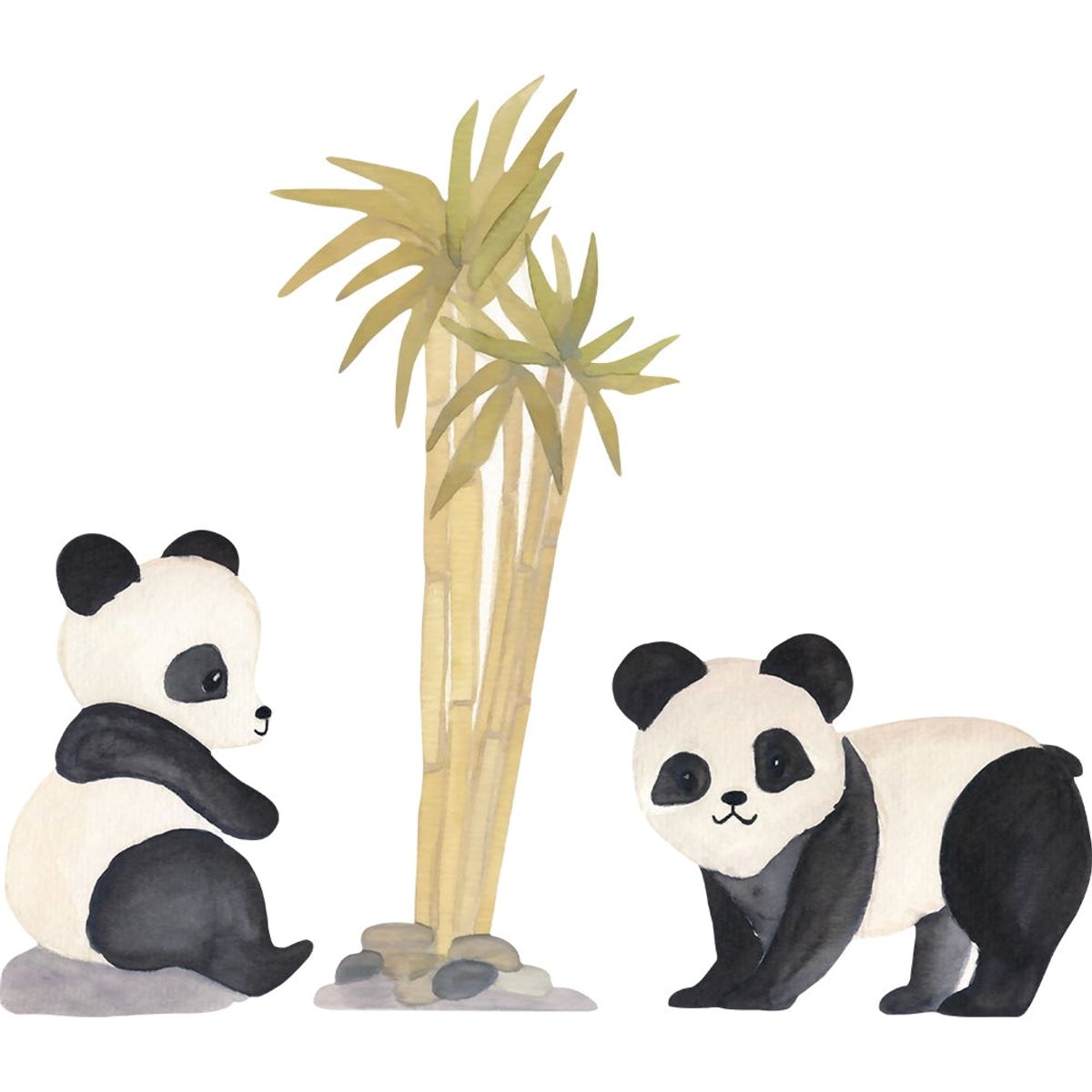 Wallsticker panda og bambus - Beige