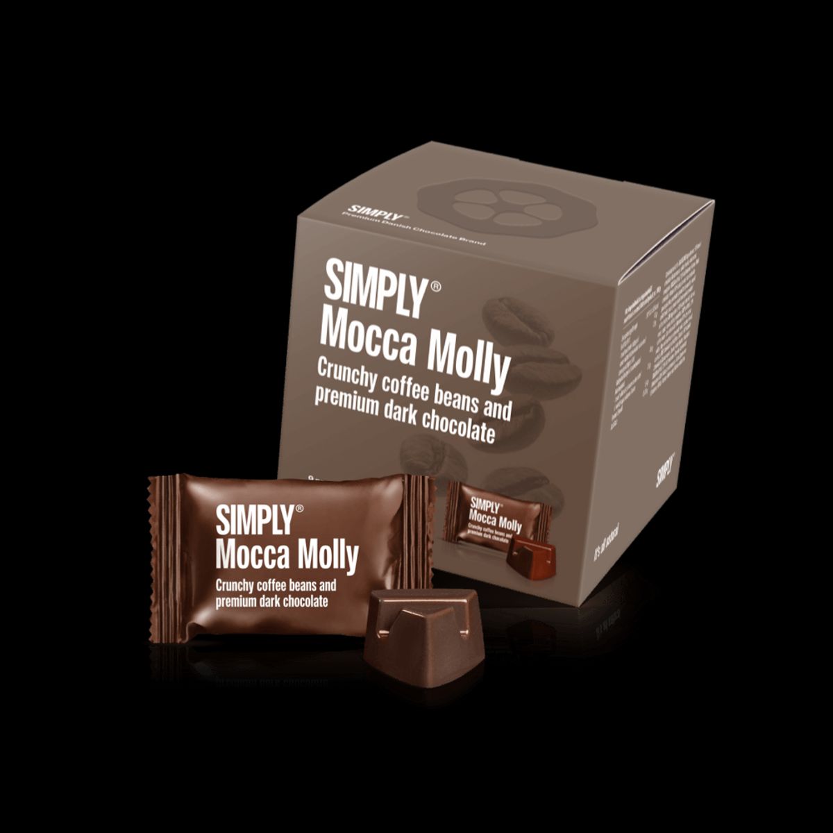 Simply® Mocca Molly - Cube med bites | Crunchy kaffebønner og premium mørk chokolade