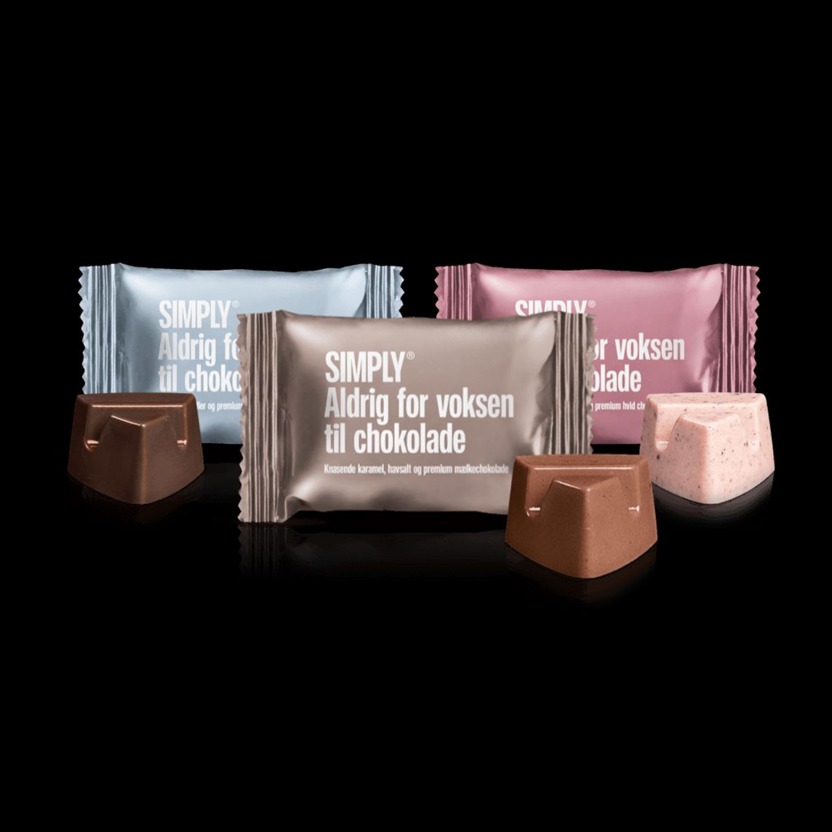 Aldrig for voksen Mix - 75 Bites | Chokolade fordelt blandt Pink Polly, Crispy Carrie og Salty Fred