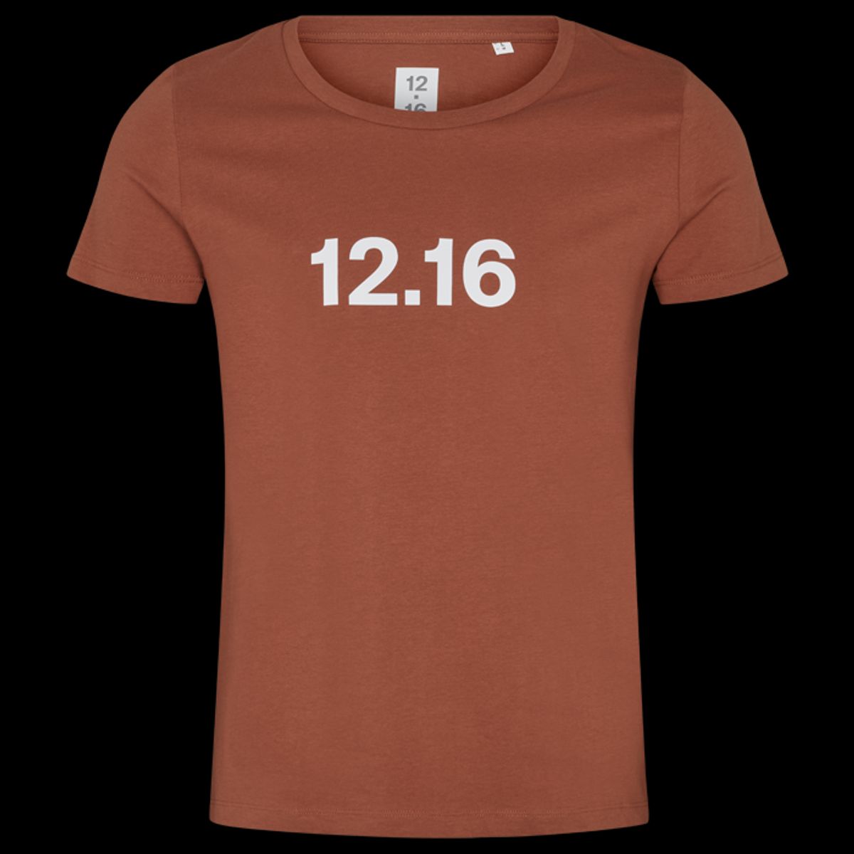 Twelve Sixteen T-Shirt 100% Økologisk Bomuld 12.16 logo caramel - Medium