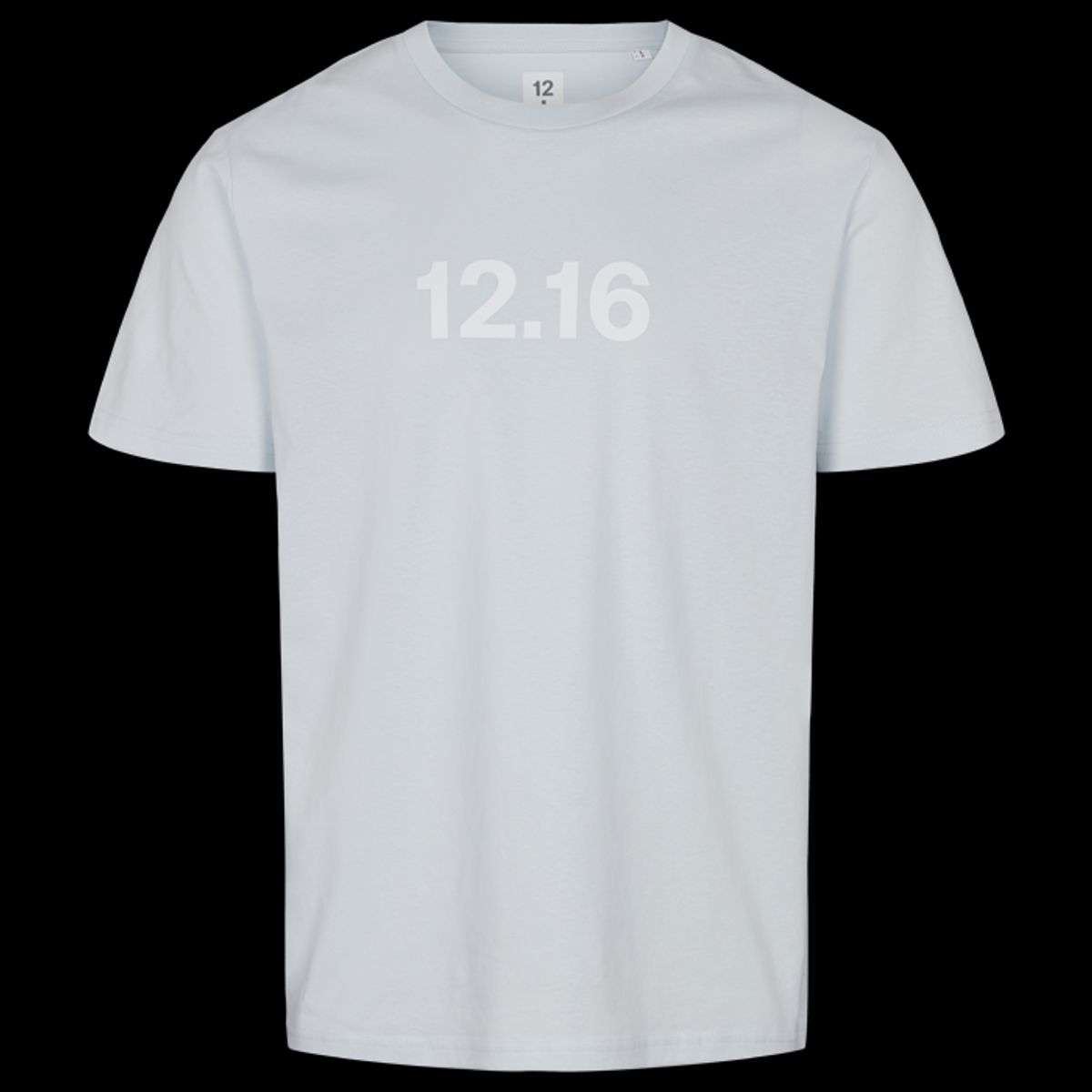 Twelve Sixteen T-Shirt 100% Økologisk Bomuld 12.16 logo Lys blå - XXXL