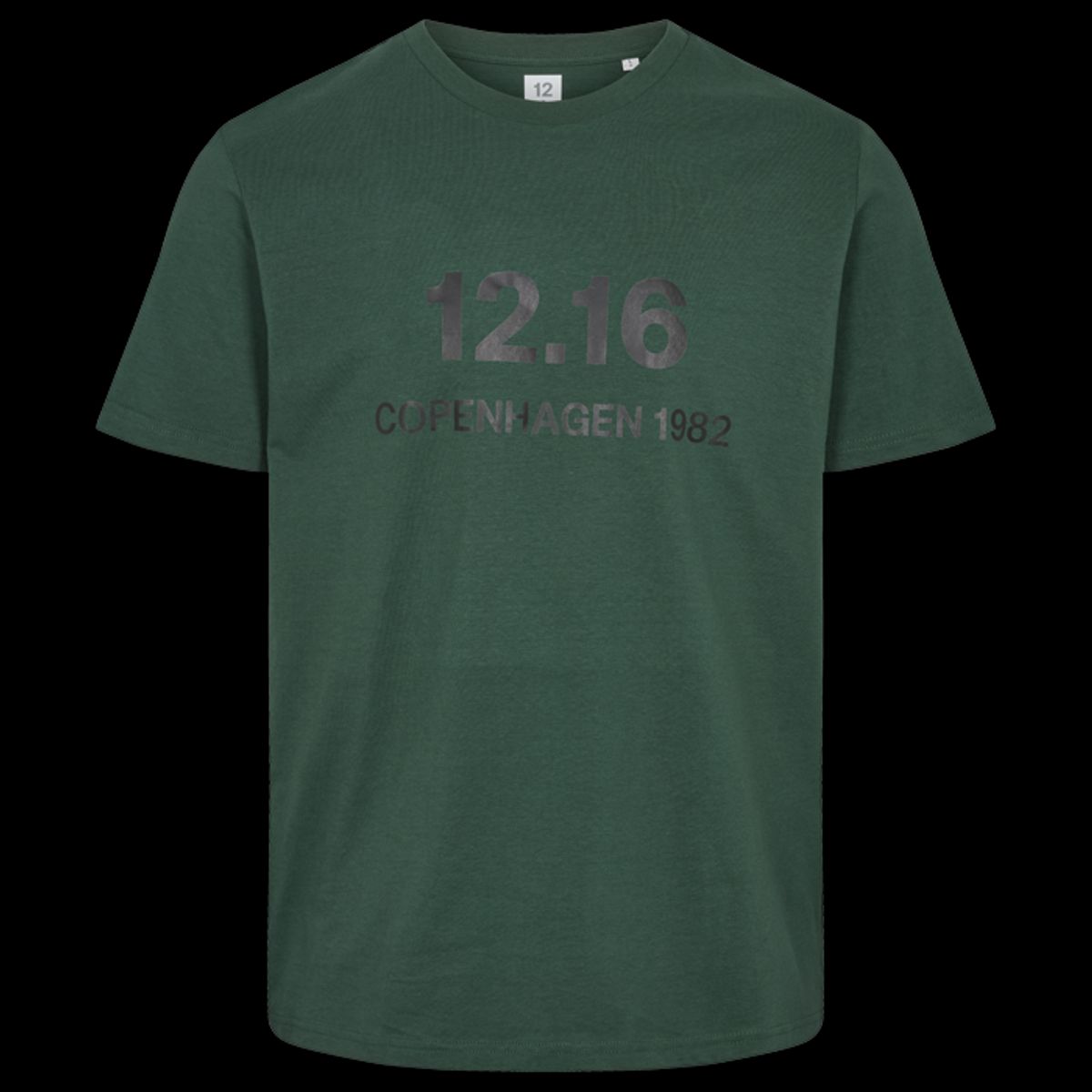 Twelve Sixteen T-Shirt 100% Økologisk Bomuld 12.16 logo Olive - Small