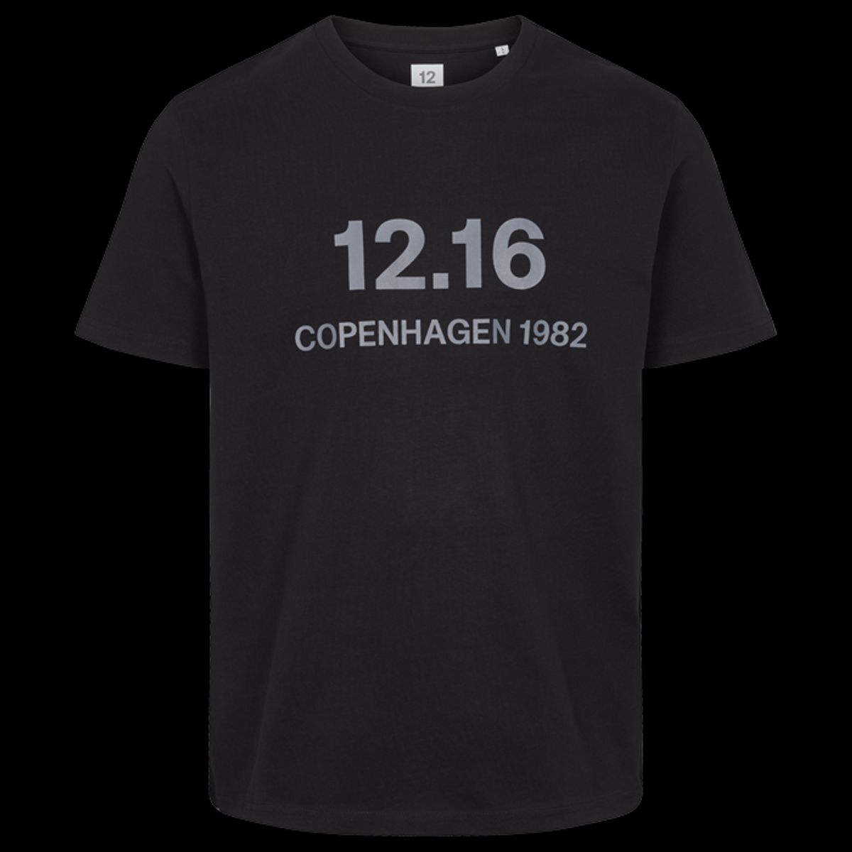 Twelve Sixteen T-Shirt 100% Økologisk Bomuld 12.16 logo Sort - XXXL