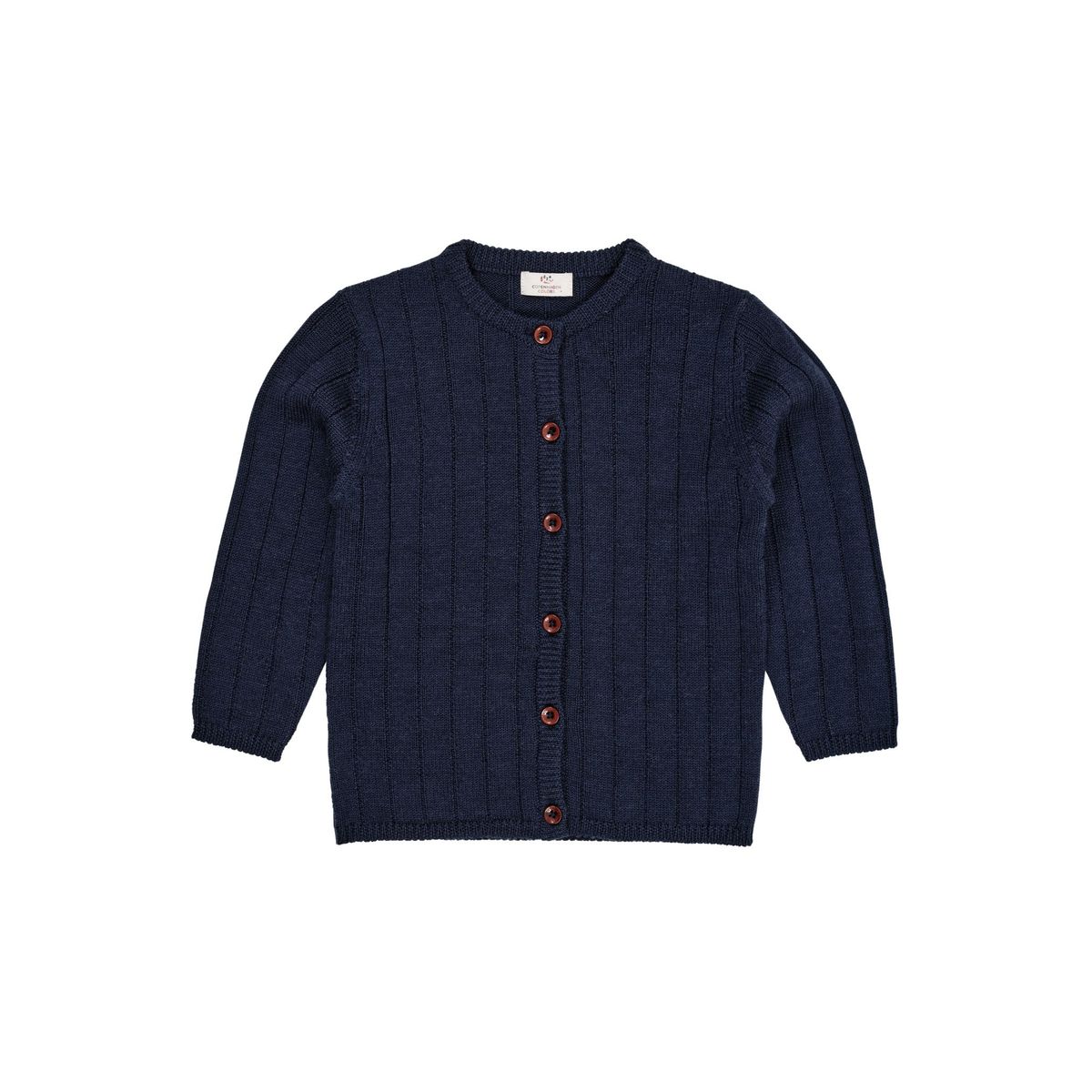 STRIKKET CARDIGAN I MERINO ULD M. BRED RIB - NAVY - NAVY / 56