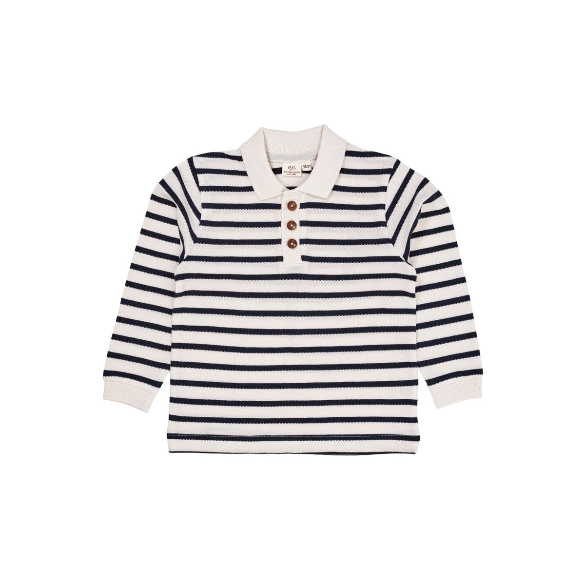 STRIBET POLO MED LANGE ÆRMER - NAVY/CREAM STRIPE - NAVY/CREAM STRIPE / 104