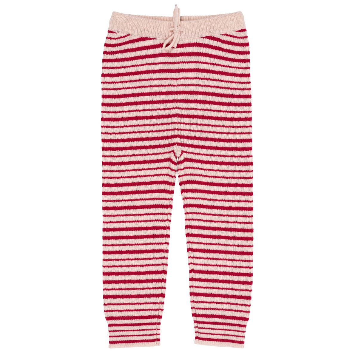 KLASSISK MERINO RIB LEGGINGS M. BINDEBÅND - UNISEX - SOFT PINK/BURGUNDY COMB - SOFT PINK/BURGUNDY COMB / 116