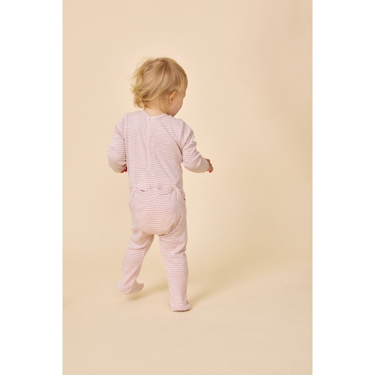 STRIBET HELDRAGT MED RYG LUKNING - SOFT PINK STRIPE - SOFT PINK STRIPE / 68