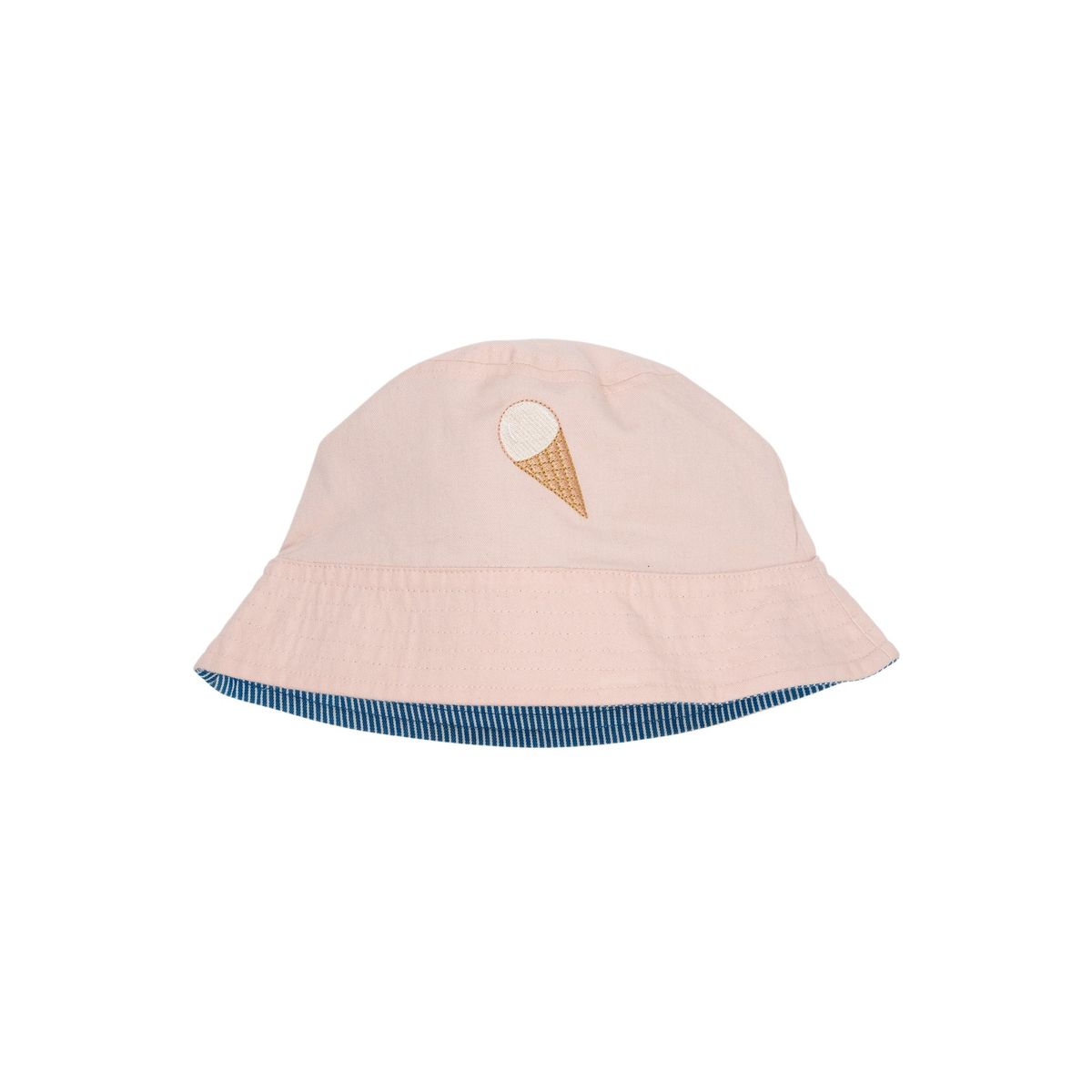 VENDBAR BØLLEHAT M. BRODERI - DUSTY ROSE/SHARP BLUE STRIPE - DUSTY ROSE/SHARP BLUE STRIPE / 6-9Y